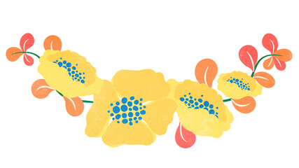 Yellow flower divider png, flat design sticker, illustration
