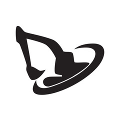 heavy excavator silhouette design. construction transportation symbol.