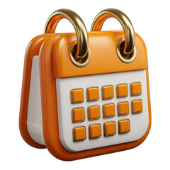 3d render of orange and gold calendar icon isolated on transparent background