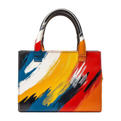 Stylish Handbag with Artistic Colorful Brushstrokes on Clear Background