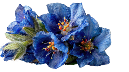 Himalayan Blue Poppy:  Vibrant clusters of rare Himalayan blue poppies showcase their delicate petals and intricate details, evoking feelings of tranquility and the untouched beauty of nature. 