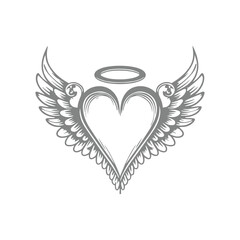 Fototapeta premium Angel Wings and Halo Illustration
