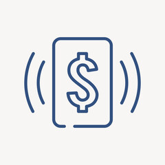 Online banking icon, line art graphic vector