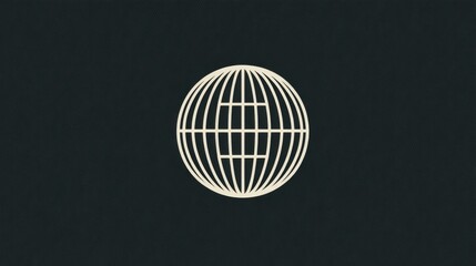 Naklejka premium Global Connectivity: A minimalist illustration of a globe, its intricate lines symbolizing the interconnectedness of our world, set against a deep, evocative backdrop, ready to visualize connection.