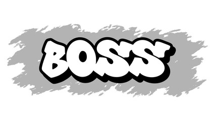 Graffiti vector “Boss” in bold freestyle tag style with urban street art energy. Perfect for hustle design, youth branding, and digital content with strong leadership vibe.