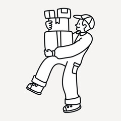 Doodle delivery man illustration vector