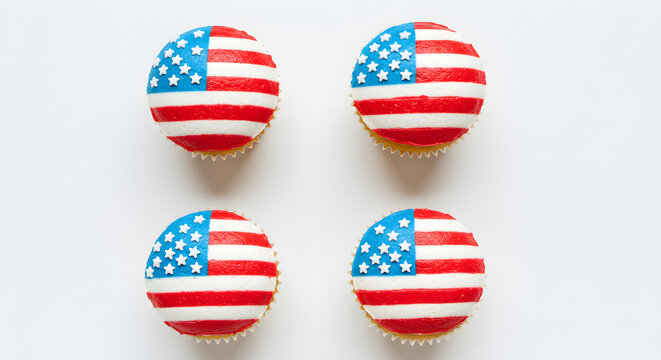 American Flag Cupcakes for Patriotic Celebration | Fourth of July themed desserts for Independence Day, Memorial Day, Labor Day Parties