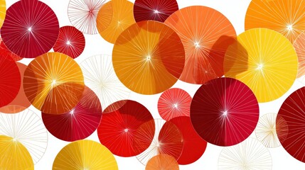 Naklejka premium Overlapping Colored Circles with Radial Lines on White Background