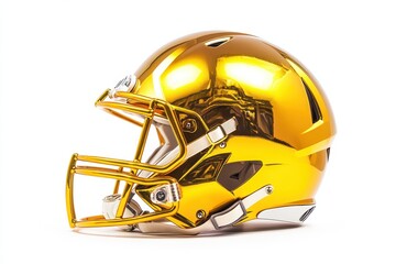 Fototapeta premium College Football Helmet. Gold Profile View on White Background