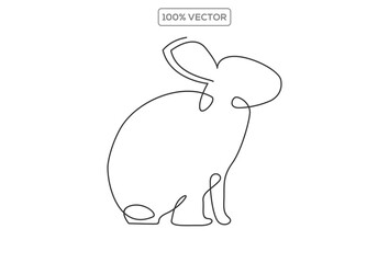Bunny line art style icon. Rabbit line art icon. Abstract outline rabbit. Continous line drawing