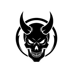 Devil Skull with Horns - Vector Illustration