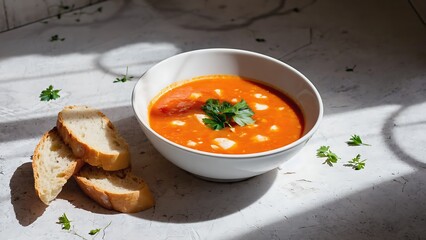 Tomato soup with cream and parsley