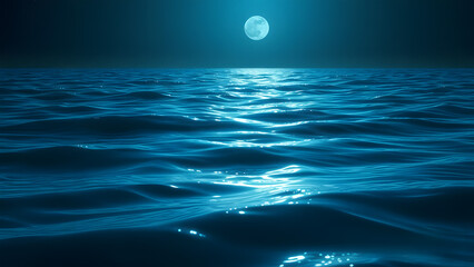 Mesmerizing Full Moon Glowing Over Dark Ocean Waves