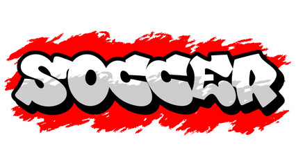 Graffiti vector “Soccer” in freestyle tag style with bold urban look. Perfect for football fan art, youth sport content, streetwear design, and digital visuals about team energy.