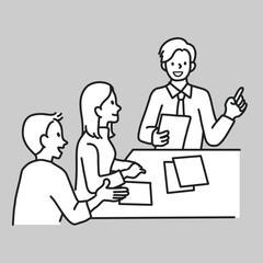 Business meeting teamwork flat line vector