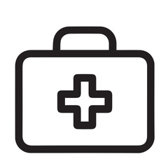 Fototapeta premium Black and white vector icon of a medicine hardcase, outlined in black, designed in minimalist style for healthcare visuals and digital platforms.