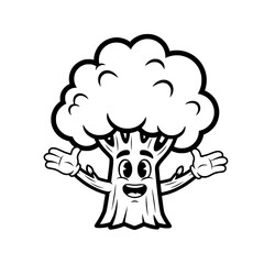 Obraz premium Friendly Cartoon Tree with Big Smile