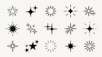 Shine star sparkle vector set. Sparkle star icons. Shine icon. Stars sparkle doodles vector. Set sparkles star symbols vector. Bright sparkle, star sparkle, shiny flash star. Star shine sparkle icon