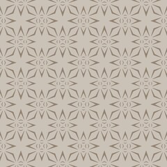 Monochrome Geometric Floral Star Seamless Pattern