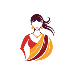 Women's fashion design logo with saree vector 