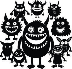 Fototapeta premium Funny virus icon set design 