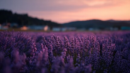 A Breathtaking Sunset Above A Field Of Lavender