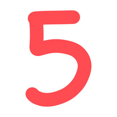 Hand-drawn red number five icon