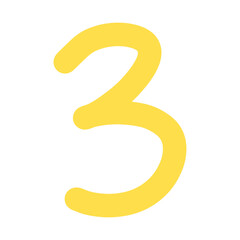 Hand-drawn yellow number three icon