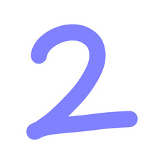 Hand-drawn purple number two icon