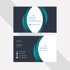 Double-sided creative business card template. Portrait and landscape orientation. Blue and Light Blue corporate business card design