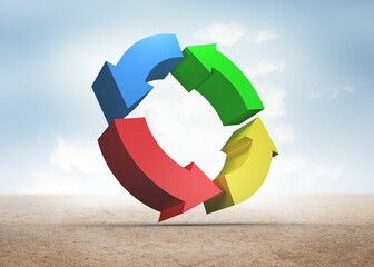 Colorful arrows in a desert landscape