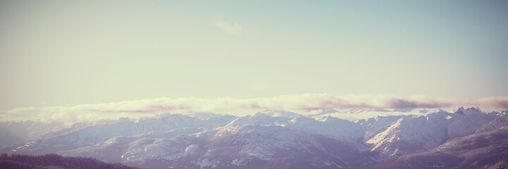 Snow covered mountains on a sunny day