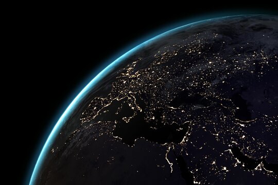 Naklejki Digital image of Earth against black background