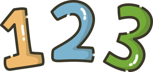 Numbers 1, 2,3 illustration