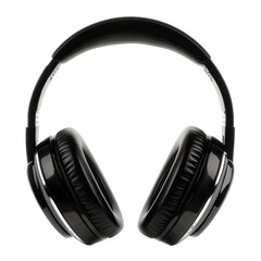 Fototapeta premium Black Wireless Headphones with Cushioned Ear Pads and Shiny Design