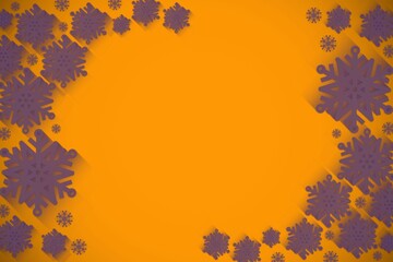 Purple snowflake design on orange