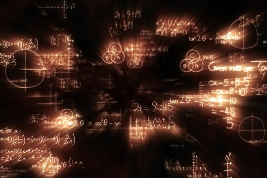 Mathematical equations solved on blackboard