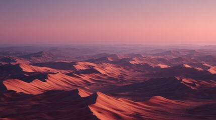 A Calm Desert Morning Over Rolling Sand Dunes