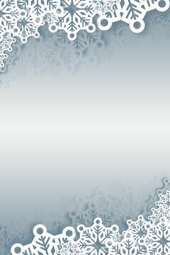 White snow flake frame on silver