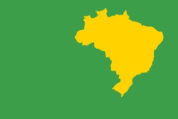 Yellow brazil outline on green