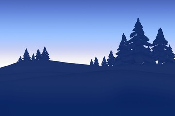 Fototapeta premium Fir tree forest silhouette