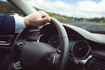 Close-up of steering wheel