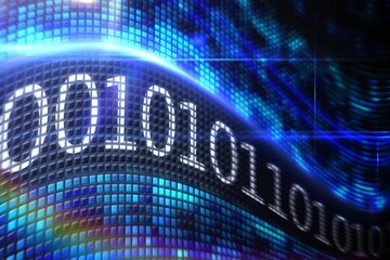 Binary code on digital screen
