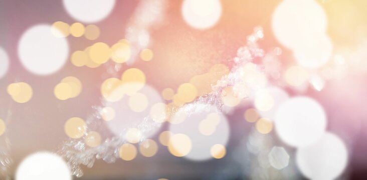 Fototapeta White and yellow bokeh during winter