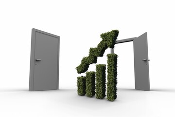 Topiary shape of graph against doors