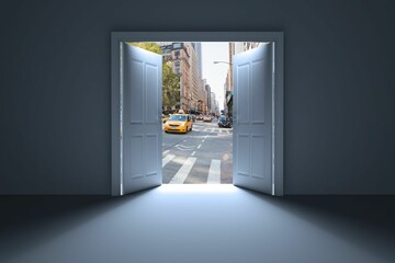 Obraz premium Digital image of door opening at street