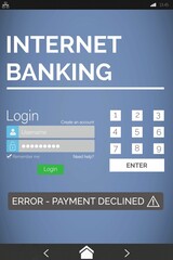 Internet banking text on blue mobile display
