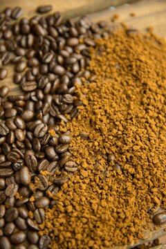 Fototapeta Coffee beans and granules
