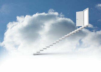 Steps leading to open door in the sky