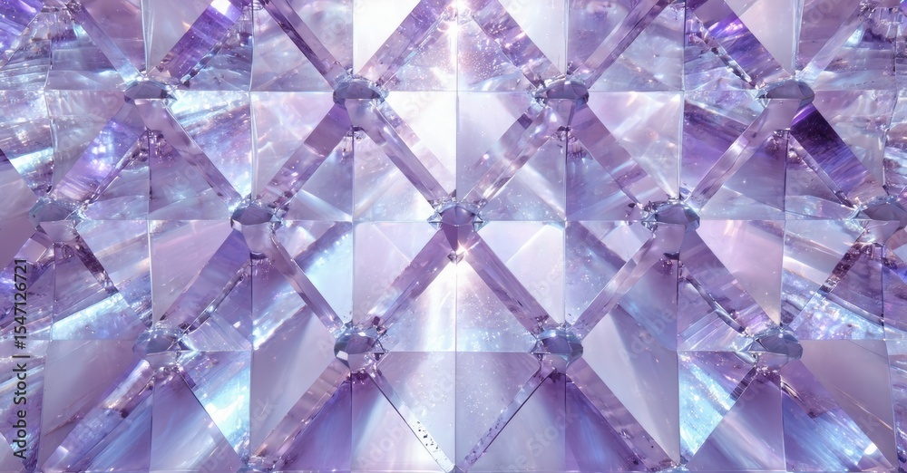 Poster closeup view reveals amethyst facets. light reflects, creating geometric patterns. purple hues domin